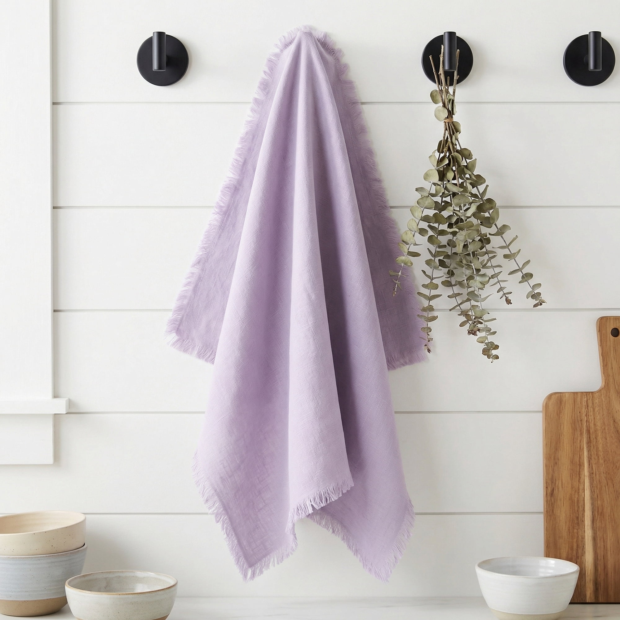 Unique Bargains Cotton Linen Kitchen Towels Claret 4 Pack Light Purple/Apricot 18" x 18"