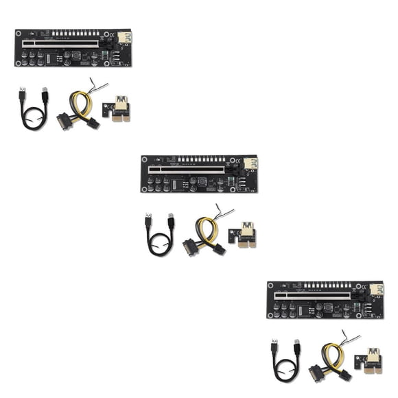 Matsuzay Expansión de tarjeta de video LED PCI-E Adaptador extensor de 6 pines y 4 pines para minería Type2 NO2