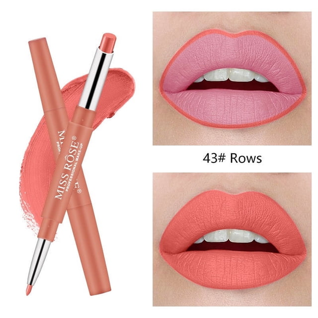 Lápiz labial para mujer, tinte labial, brillo labial, delineador de labios duradero de doble punta, lápiz delineador de labios en barra, 20 colores