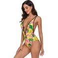 thumbnail image 4 of SWSMCLT Women's Plunge One Piece Swimsuit Beach Swimsuit Brazilian Bathing Suit One Piece Backless Padded Curvy Yellow Medium, 4 of 4