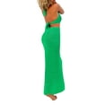 thumbnail image 5 of Seyurigaoka Women Summer Casual Crochet Hollow Dress, Solid Color Sleeveless Backless Slim-Fit Split Halter Long Dress, 5 of 6