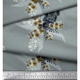 thumbnail image 3 of Soimoi Silk Fabric Leaves & Rose Flower Printed Fabric 1 Yard 42 Inch Wide, 3 of 3
