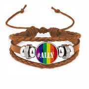 Ally LGBT Rainbow Pattern Bracelet Wristband Leather Jewelry Ornament