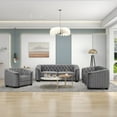 thumbnail image 1 of Living Room Sofa Set of 3, Modern Velvet Couch Set with 1 Single Chair 1 Loveseat and 1 3-Seater Sofa, Upholstered Accent Sofa with Button Tufted Back and Armrest, Solid Wood Legs, Gray, 1 of 7