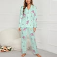 thumbnail image 2 of Kuromi And My Melody Women Pajamas Set Long Sleeve Sleepwear Button Down Nightwear Soft Pjs Set with Pockets, 2 of 7