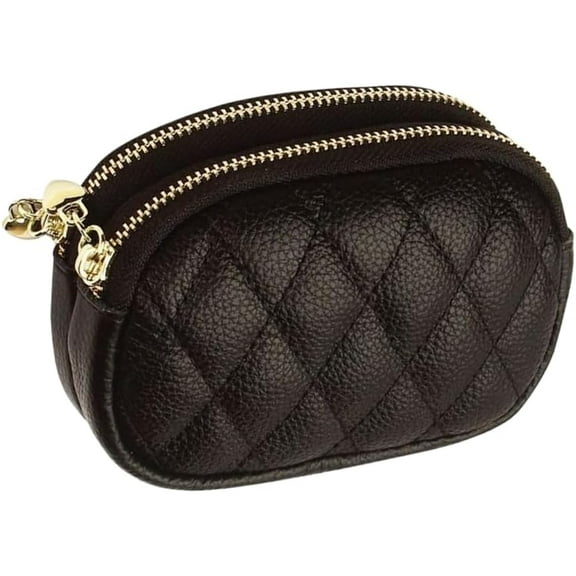 XD4-Diamond Stitching Circle Wallet,Small Double Zippered Change Pouch Purse with Keychain Ring,Small Money Bag,Cute Coin Purse*04