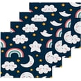 thumbnail image 2 of GZHJMY 12x12Inx4 Sets Reusable Soft Face Towel,Kitchen Hand Towel Bathroom Absorbent Towel,Gym Hotel Spa-Moons Clouds Rainbows, 2 of 7