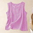 thumbnail image 2 of Linen Tank Tops for Women Casual Loose Camisole Sleeveless Plaid Gauze Shirts Plus Size Boho Spring Summer 2026 Clothing, 2 of 5