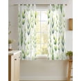 thumbnail image 4 of Green Leaves Sheer Curtains 45 Inch Length 2 Panels Set for Living Room/Bedroom, Summer Botanical Farmhouse Leaf Watercolor Kitchen Curtains Grommet Semi-Sheer Curtains Window Treatments 42"x45"x2, 4 of 7