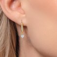 thumbnail image 3 of Gem Stone King 10K Yellow Gold White Moissanite and Lab Grown Diamond Earrings for Women | 0.55 Cttw | Gemstone Birthstone | Heart Shape 4MM, 3 of 7
