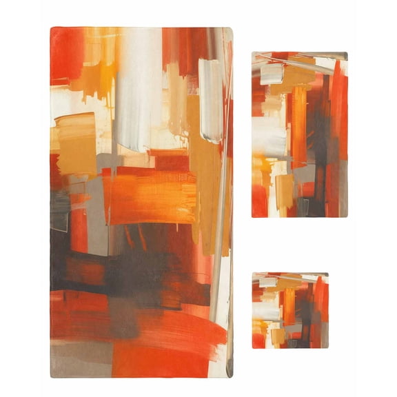 Burnt Orange Brown Bath Towels for Bathroom Set,Luxury Microfiber Towels Gifts for Women,Quick Dry Beach Hand Hair Face Towel and Dish Washcloth,Farmhouse Ombre Abstract Mottled Art Towels Set