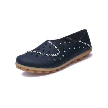 

Woobling Womens Shoes Slip On Loafers Hollow Out Nurse Shoe Women Moccasin Non-slip Flats Round Toe Casual Dark Blue 8