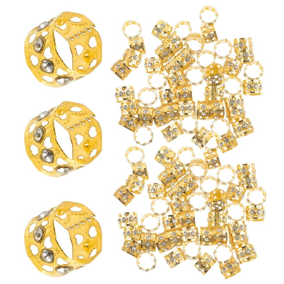 50pcs Hair Jewelry Rings Metal Hair Cuffs Tubes Dreadlock Braiding Accessories
