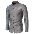 thumbnail image 3 of Snakeskin Stamping Men's Long Sleeve Shirt Stylish Glossy Stagewear Banquet Fashion Formal Casual Elegant Comfortable Slim Fit Mens Casual Crew Neck Basic Tees, 3 of 7
