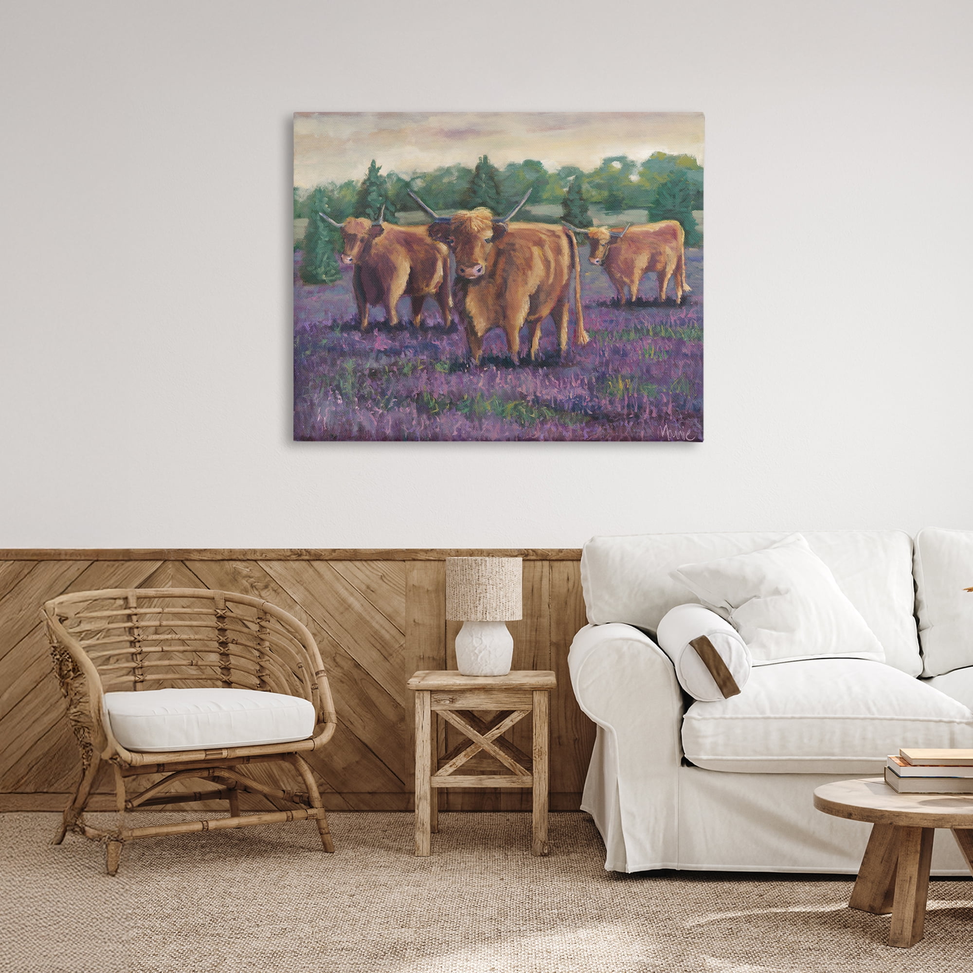 Purple Fields & Cows Canvas Wall Art, design by Marnie Bourque
