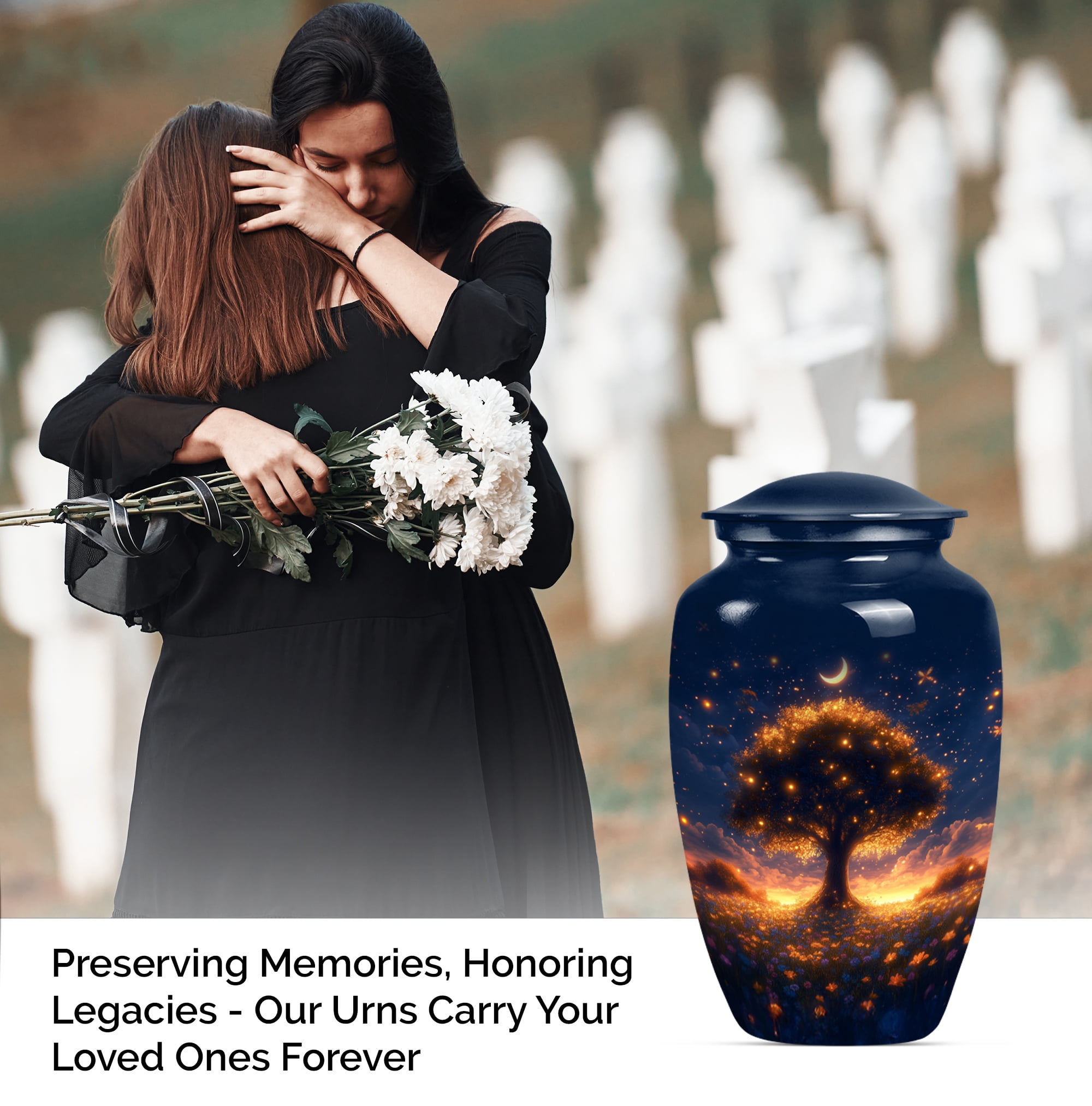 Tree of life Urn for Ashes for Men, Burial Urn for Ashes for Women, Urns for Human Ashes Adult Man, Cremation Urns for Adult Ashes Women(Size - 10inch 1Pcs, 3inch 2Pcs)