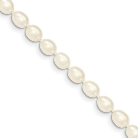 Beautiful Yellow Pearl Necklace - 14k Yellow Gold 14in 5-6mm White Freshwater Cultured Rice Pearl Necklace