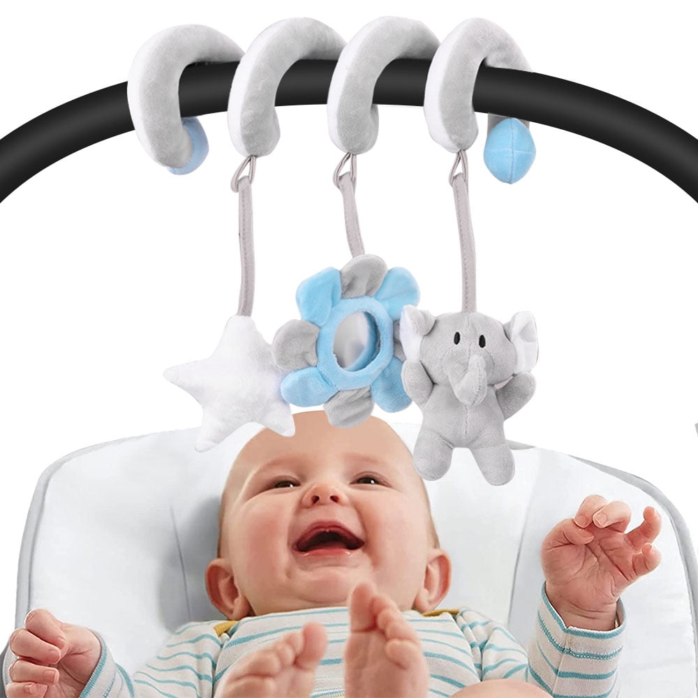 Hanging Toys for Car Seat Crib Mobile, Infant Baby Spiral Plush Toys