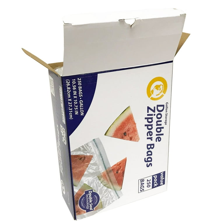 Gallon Double Zipper Bags - 250 Count