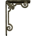 thumbnail image 6 of Ekena Millwork 1 1/2"W x 5 1/2"D x 8"H Fleur De Lis Wrought Iron Bracket, (Single center brace), Antiqued Pale Gold, 6 of 10