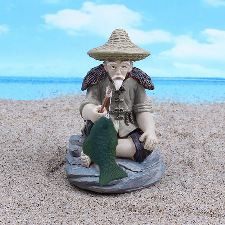 Pgeraug decorate Resin Statues Of An Old Man Fishing Garden Decorations For  A Swimming Pool Card Slot Multicolor