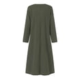 thumbnail image 5 of Women's Autumn Winter Loose Long Sleeve Plus Size Fleece Solid Color Casual Dress, Army Green, Size XL, 5 of 5