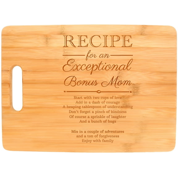 ThisWear Step Mom Recipe for an Exceptional Step Mom Engraved Big Rectangle Bamboo Cutting Board