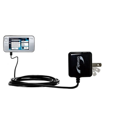 Gomadic Intelligent Compact AC Home Wall Charger suitable for the Nokia N800 N810 - High output power with a convenient, foldable plug design - Uses T
