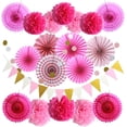 thumbnail image 1 of Yeacher Paper Fan Flowers，20pcs/Set Paper Fans Set Hanging Pinwheels Fan DIY Paper Craft for Wedding, 1 of 7