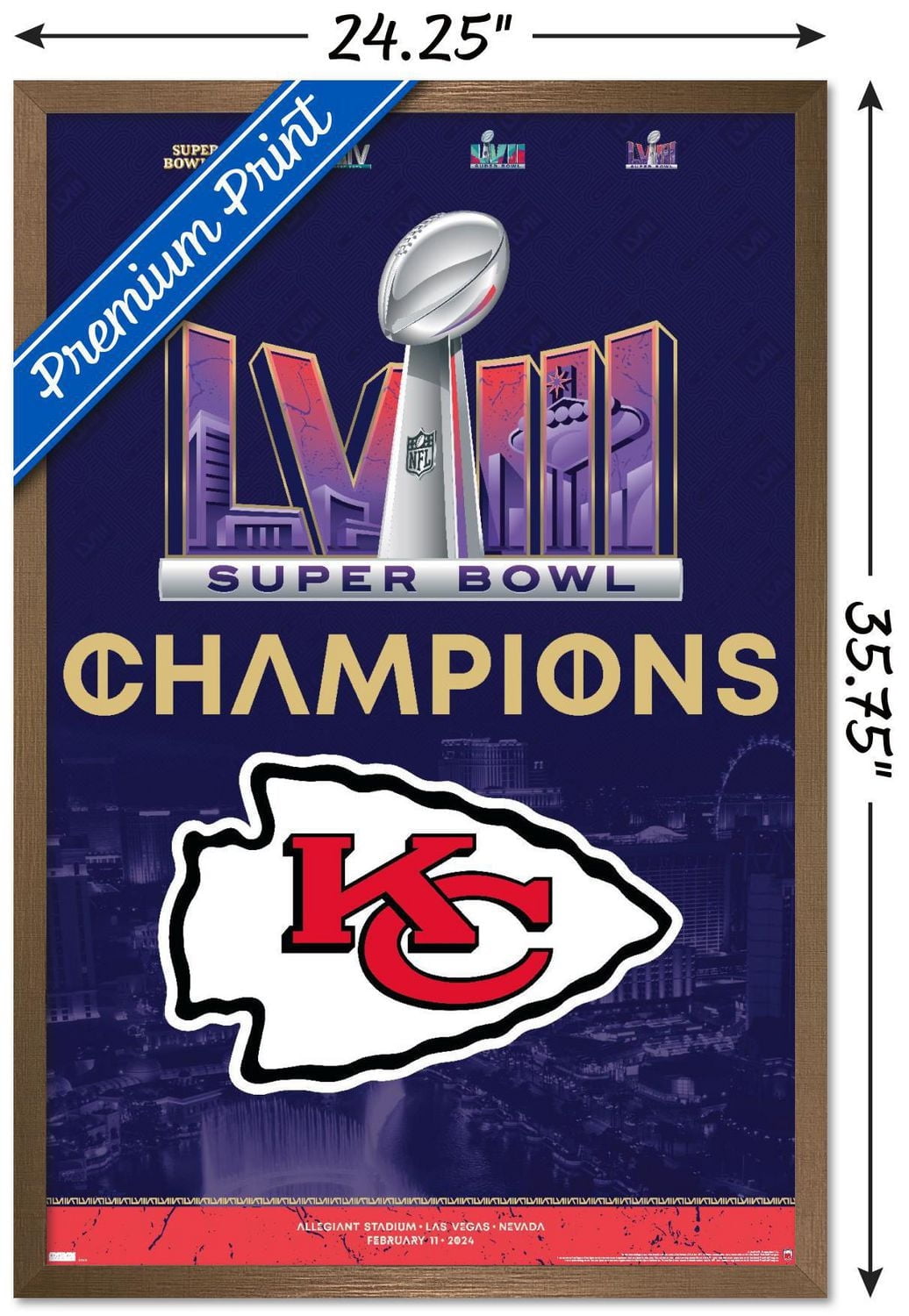NFL Kansas City Chiefs - Super Bowl LVIII Team Logo Wall Poster with Pushpins, 22.375" x 34"