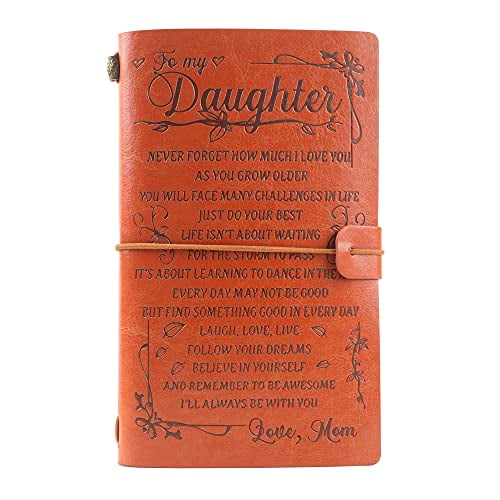 To My Daughter Leather Journal from Mom - - I'LL ALWAYS BE WITH YOU- Gifts for Daughter 136 Page Travel Diary Journal Sketch Notebook Graduation Back to School Gifts for Girls