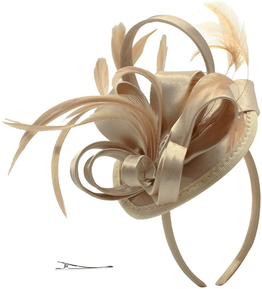 Wedding Fascinators Hat for Women Kentucky Derby Headband Tea Part Feathers Cocktail Hair Clip 