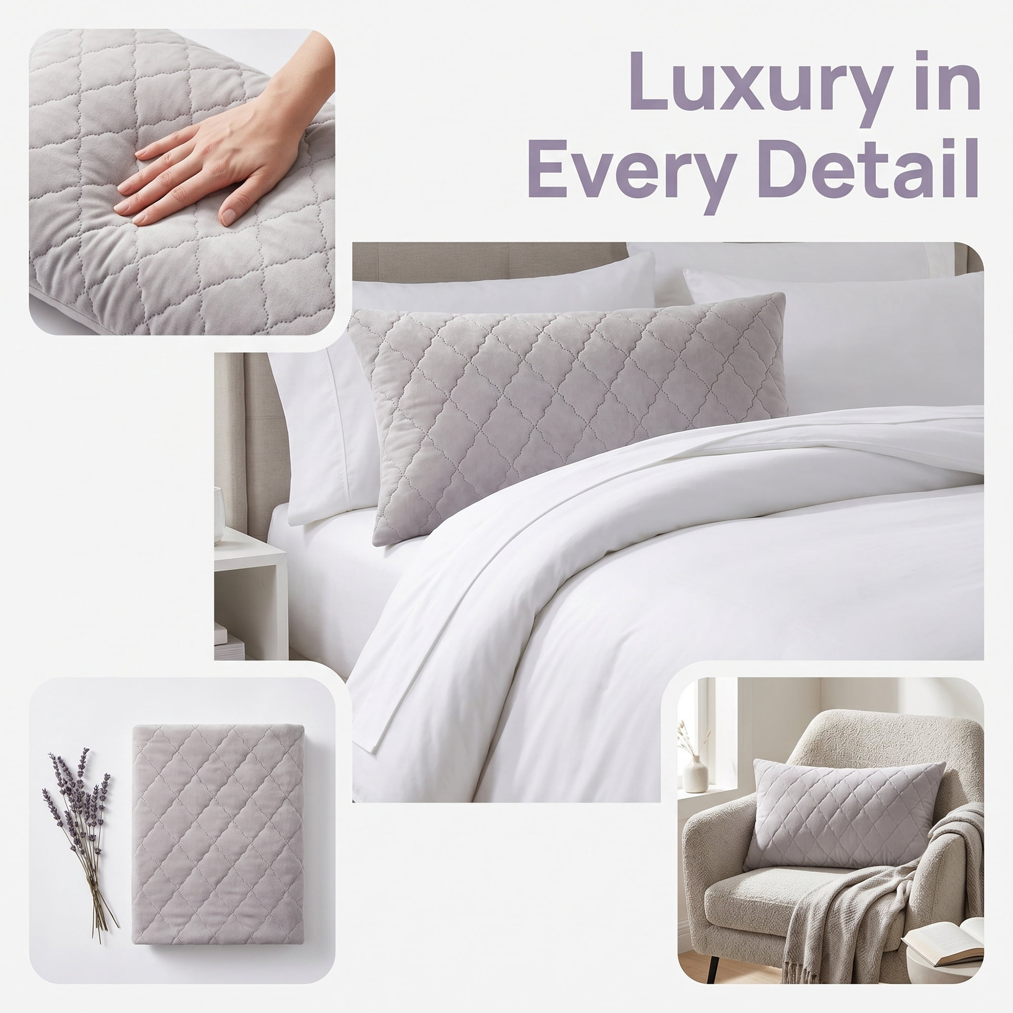 Unique Bargains Breathable Hypoallergenic Envelope Pillow Protectors King Gray 20" x 35"