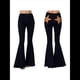 thumbnail image 3 of Pantalones Vaqueros Acampanados con Parches de Estrellas para Mujer, Cintura Media, Corte Acampanado, Elásticos, Pierna Recta, Ajustados. Negro XL, 3 of 10