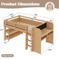 thumbnail image 2 of Harper & Bright Designs Twin Size Loft Bed with Bookcases and Desk, Solid Wood Low Loft Bed Frame with Drawers and Blackboard for Boys and Girls, Natural, 2 of 13