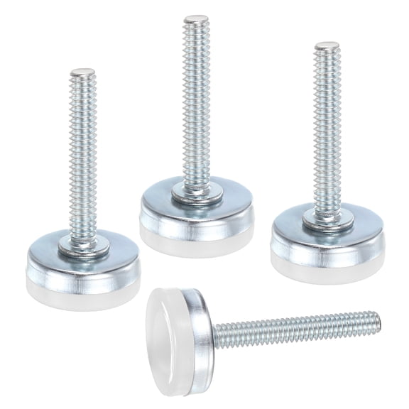Uxcell 4Pcs Furniture Leveling Feet, 1/4"-20 x 1.3" x 1" Adjustable Metal Furniture Feet Levelers, Non-Slip Screw in Threaded Table Leg Levelers for Sofa, Chair, Cabinet, Table