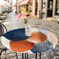 thumbnail image 6 of Navy Blue Burnt Orange Round Tablecloth for 36-44 Inch Tables, Fitted Table Cover with Elastic Edge, Artwork Vintage Geometric Waterproof Outdoor Table Cloth Protector for Patio Garden Dinner Picnic, 6 of 9