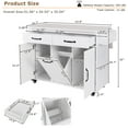 thumbnail image 2 of Rolling Kitchen Island with Trash Can Storage Cabinet,Mobile Kitchen Cart with Drop Leaf, Adjustable Spice Rack, Towel Rack and Drawer, White Oak, 2 of 9