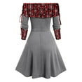 thumbnail image 3 of Lilgiuy Women Autumn Christmas Printing Causal Off-The-Shoulder Button Long Sleeve Vacation Dress Gray 2022 Fall Winter, 3 of 4