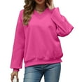 thumbnail image 4 of Xcmzpl Womens Sweatshirts Basic Solid Color V Neck Sweatshirt Trendy Sweater Tops Comfort Long Sleeve T-shirts Winter Fashion, 4 of 8