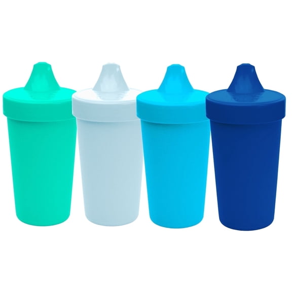 Re-Play Sippy Cups for Toddlers - 10 Oz. Reusable Spill Proof Cups for Kids, Dishwasher/Microwave Safe - Made in the USA - Set of 4 - Ocean Waves
