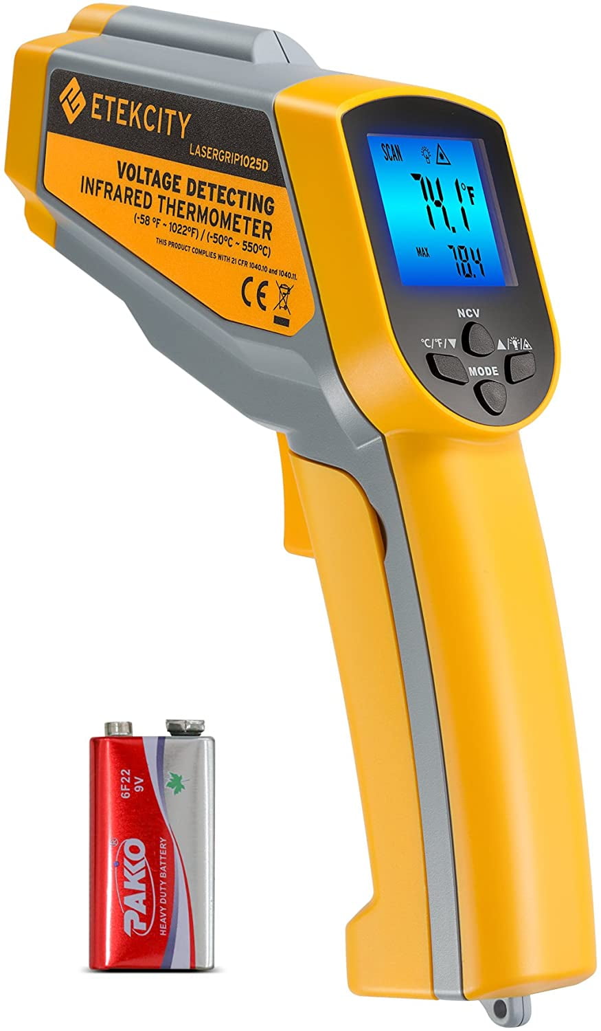 Etekcity Lasergrip 1025D Digital Dual Infrared Laser Thermometer