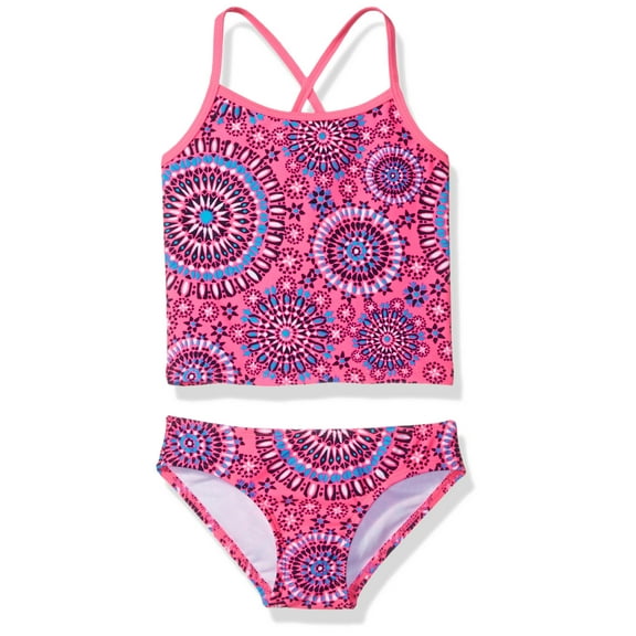 Blue Girl's Cross Back Tankini Set Swimwear 5