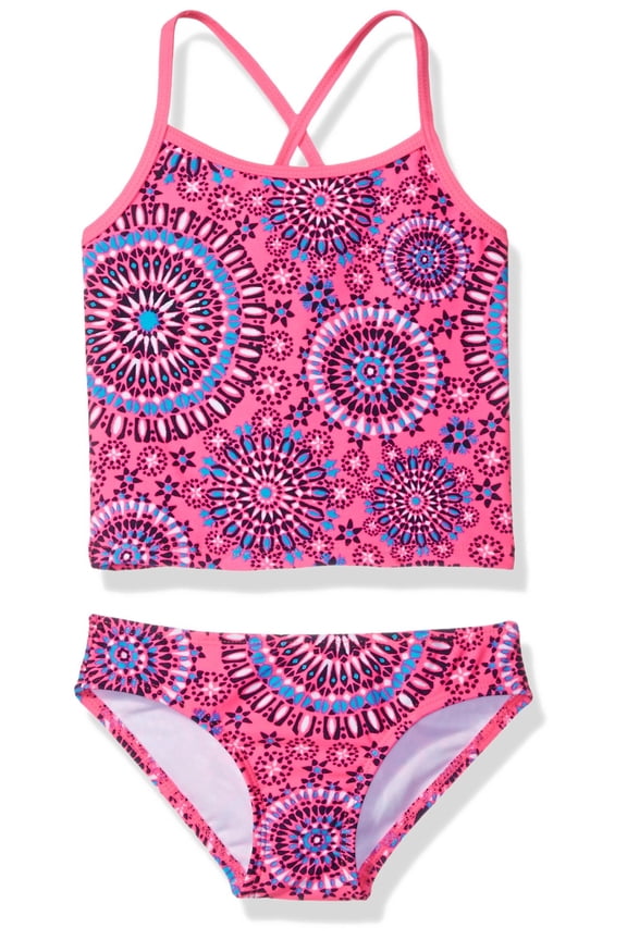 Blue Girl's Cross Back Tankini Set Swimwear 5