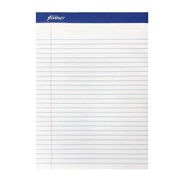 Block Para Escritura Ampad, Tamaño Carta, Color Blanco, Rayado legal, Block C/50 Hjs, 12 Blocks