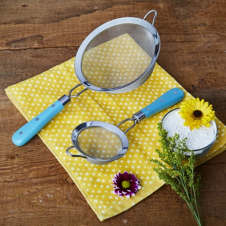 - The Pioneer Woman, Frontier Collection 4 inch and 7 inch Stainless Steel Strainers, 2-pack, Teal
