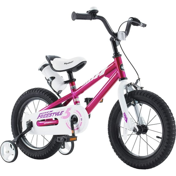 RoyalBaby Freestyle 12" Wheels Kids Bicycle for Boys and Girls Kids Bike Kids Ages 3-4 Years, Fuchsia
