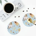 thumbnail image 4 of Lsque Cute Gnome Bee Collects Honey Pattern 4" Drink Coasters Set of 4, PVC Leather Absorbent Coasters, Table Coaster Set Decorative Coffee Cup Coasters Housewarming Gift -Round Shape, 4 of 6