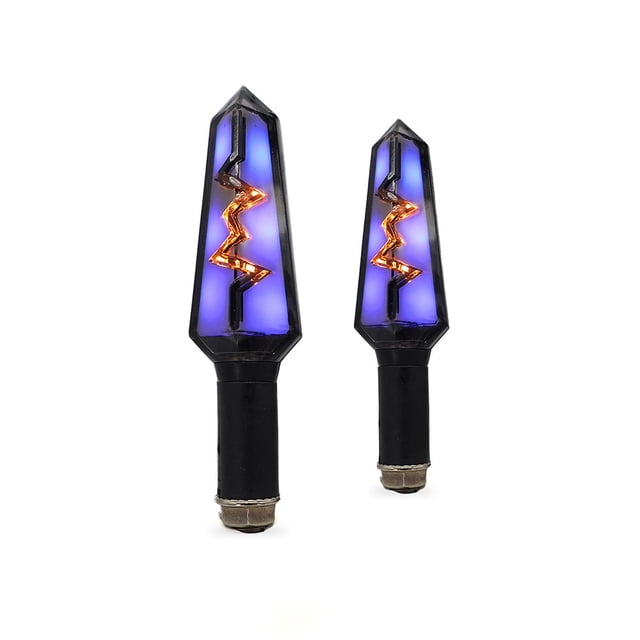 Direccionales Para Moto Rasen Led Mini Tipo Rayo Secuencial Universal azul