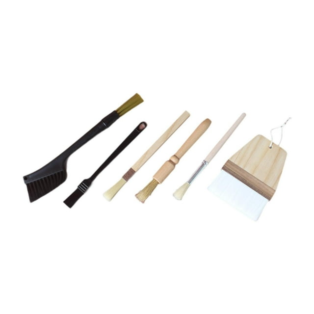 Kit de cepillos para café expreso profesional, mango de madera, cepillo para máquina de café expreso, juego de cepillos para hojas de té, polvo, 6